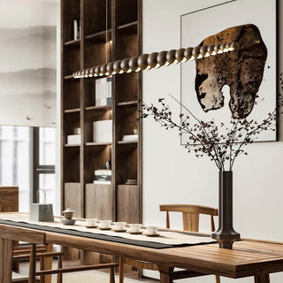 Bamboo Wood Globe Bar LED Pendant Light-Kitchen Island