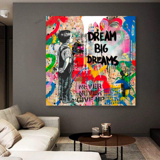 Banksy Artwork Dream Big Dreams Canvas Wall Art-Wall Posters