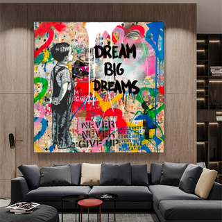 Banksy Artwork Dream Big Dreams Canvas Wall Art-Wall Posters