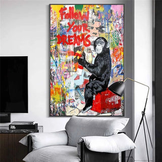 Banksy Follow Your Dreams Canvas Wall Art-Wall Posters