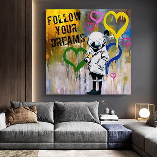 Banksy Follow Your Dreams Graffiti Canvas Wall Art-Wall Posters