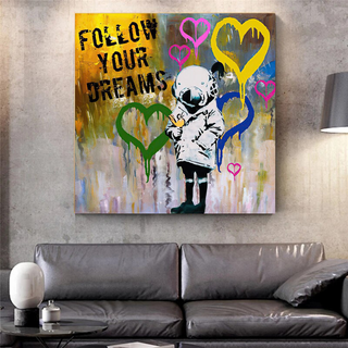 Banksy Follow Your Dreams Graffiti Canvas Wall Art-Wall Posters