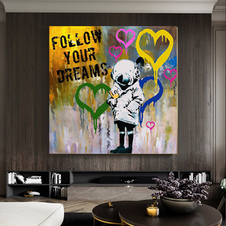 Banksy Follow Your Dreams Graffiti Canvas Wall Art-Wall Posters