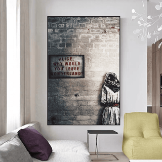 Banksy Graffiti Alice and Wonderland Canvas Wall Art-Wall Posters