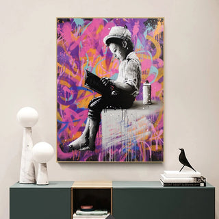 Banksy Graffiti Art Love Boy and Girl Canvas Wall Art-Wall Posters