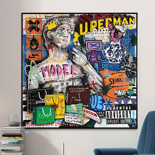 Banksy Graffiti David Luxury Fashion Canvas Wall Art-Wall Posters