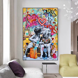 Banksy I Love You Canvas Wall Art - Add a Touch of Street Art-Wall Posters