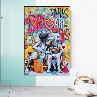 Banksy I Love You Canvas Wall Art - Add a Touch of Street Art-Wall Posters
