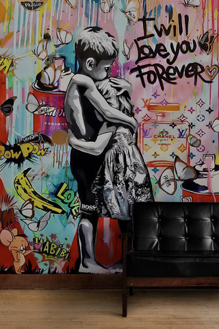 Banksy I will love you forever Wallpaper Mural – Wall Decor-Premium Wallpapers