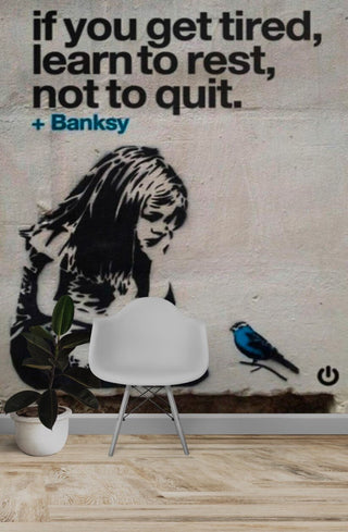 Banksy Learn to Rest not Quit Wallpaper Mural-Premium Wallpapers