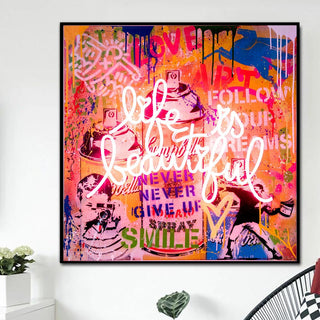 Banksy Life Is Beautiful Canvas Wall Art-Wall Posters