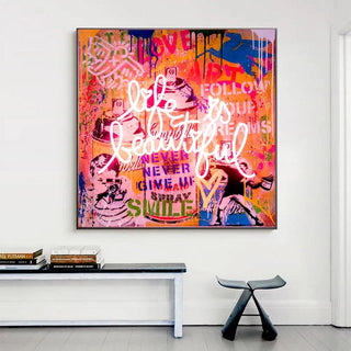 Banksy Life Is Beautiful Canvas Wall Art-Wall Posters