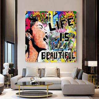 Banksy Life is Beautiful Graffiti Canvas Wall Art-Wall Posters