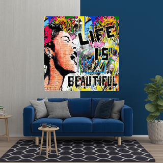 Banksy Life is Beautiful Graffiti Canvas Wall Art-Wall Posters