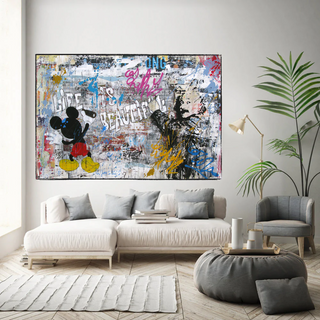 Banksy Life is Beautiful Mickey Canvas Wall Art-Mickey Art