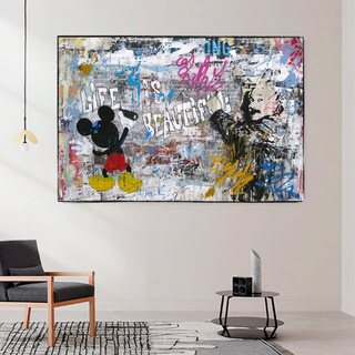Banksy Life is Beautiful Mickey Canvas Wall Art-Mickey Art