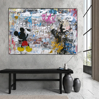 Banksy Life is Beautiful Mickey Canvas Wall Art-Mickey Art
