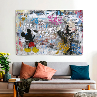 Banksy Life is Beautiful Mickey Canvas Wall Art-Mickey Art