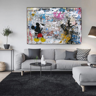 Banksy Life is Beautiful Mickey Canvas Wall Art-Mickey Art
