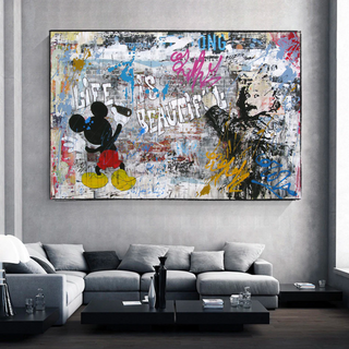 Banksy Life is Beautiful Mickey Canvas Wall Art-Mickey Art