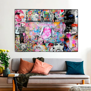 Banksy Los Angeles Hollywood Pop Art Canvas Wall Art-Wall Posters