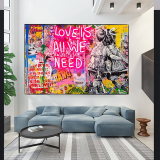 Banksy Love is all we need Canvas Wall Art-Wall Posters