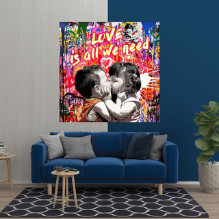 Banksy Love is all we need Graffiti Canvas Wall Art-Wall Posters