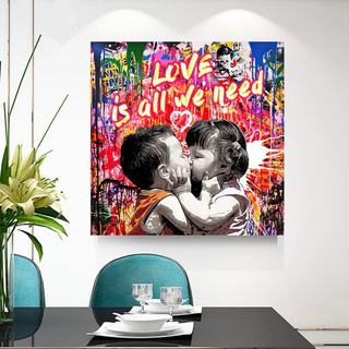 Banksy Love is all we need Graffiti Canvas Wall Art-Wall Posters
