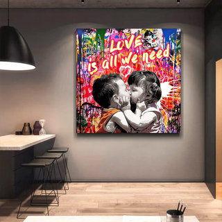 Banksy Love is all we need Graffiti Canvas Wall Art-Wall Posters