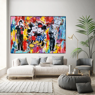 Banksy Love is the Answer Canvas Wall Art - Mickey, Minnie, Chaplin, Einstein-Mickey Art