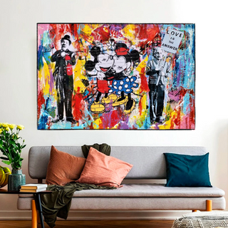 Banksy Love is the Answer Canvas Wall Art - Mickey, Minnie, Chaplin, Einstein-Mickey Art