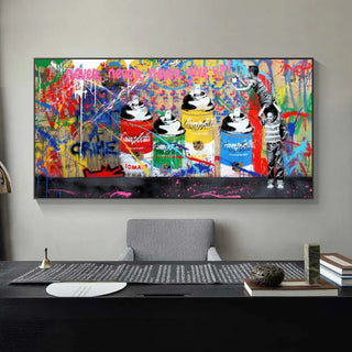 Banksy Never Give Up Canvas Art - Graffiti Street Art-Wall Posters