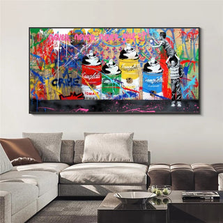 Banksy Never Give Up Canvas Art - Graffiti Street Art-Wall Posters