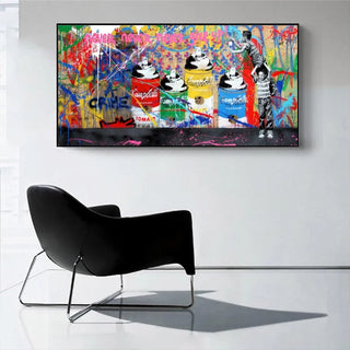 Banksy Never Give Up Canvas Art - Graffiti Street Art-Wall Posters