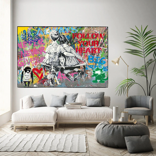 Banksy Never Give Up Follow Your Dreams Canvas Wall Art-Wall Posters