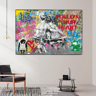Banksy Never Give Up Follow Your Dreams Canvas Wall Art-Wall Posters