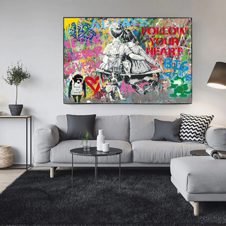 Banksy Never Give Up Follow Your Dreams Canvas Wall Art-Wall Posters