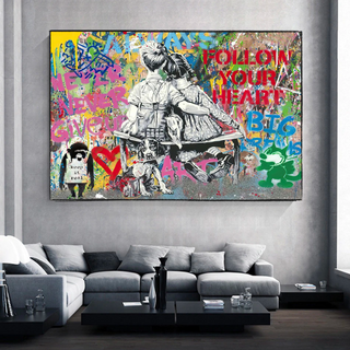 Banksy Never Give Up Follow Your Dreams Canvas Wall Art-Wall Posters