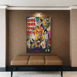 Banksy Never Give Up: Inspirational Street Art Canvas Wall Decor-Wall Posters