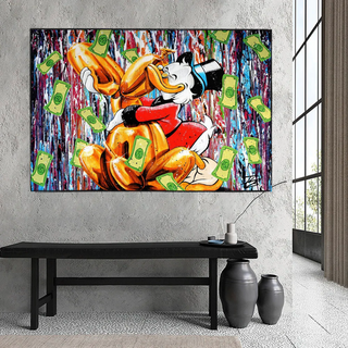 Banksy Scrooge McDuck and Dog Canvas Wall Art-Scrooge Art