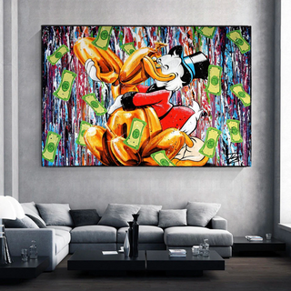 Banksy Scrooge McDuck and Dog Canvas Wall Art-Scrooge Art