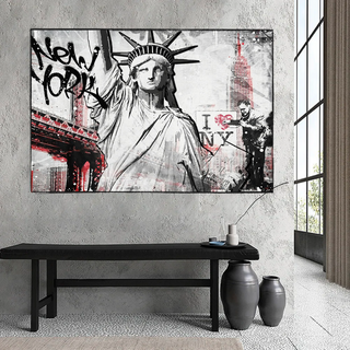 Banksy Statue of Liberty New York Canvas Wall Art-Wall Posters