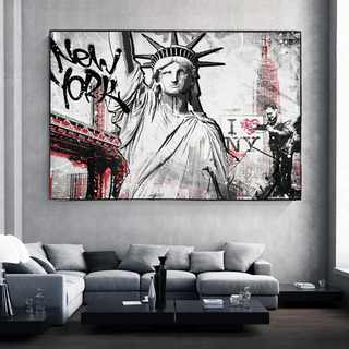 Banksy Statue of Liberty New York Canvas Wall Art-Wall Posters