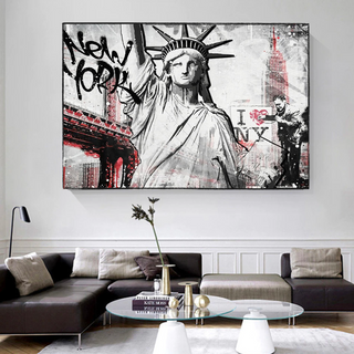 Banksy Statue of Liberty New York Canvas Wall Art-Wall Posters