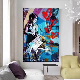 Banksy Steet Art Boy Planting Love Canvas Wall Art-Wall Posters