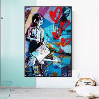 Banksy Steet Art Boy Planting Love Canvas Wall Art-Wall Posters