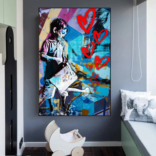 Banksy Steet Art Boy Planting Love Canvas Wall Art-Wall Posters