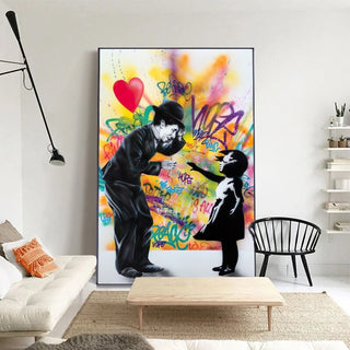 Banksy Street Art Love Heart Girl Canvas Wall Art-Wall Posters