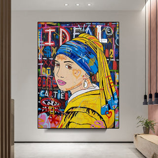 Banksy The Milkmaid Graffiti Canvas Wall Art-Wall Posters