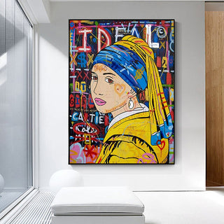 Banksy The Milkmaid Graffiti Canvas Wall Art-Wall Posters